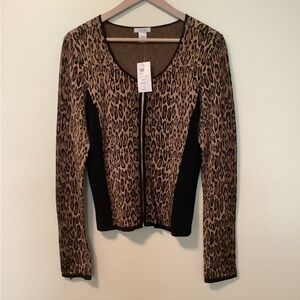 Cache‎ NWT vintage Women’s size medium leopard print mob wife cardigan sweater